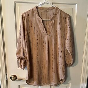 Amazon Tan and Black Striped Blouse